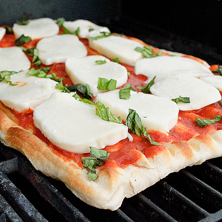Grilled Margherita Pizza with Mozzarella Cheese