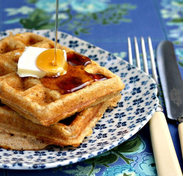 Easy-to-Make Maple Walnut Waffles as Breakfast
