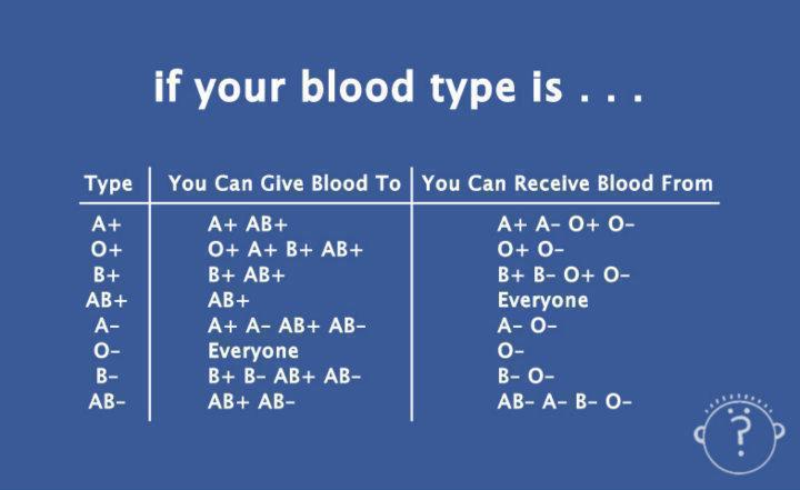 Type of Bloods You Can Give and Receive From