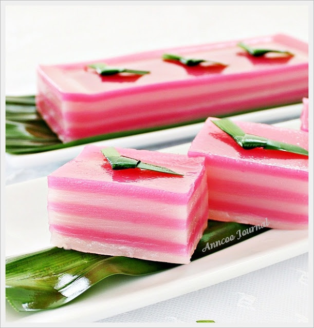 Pink and White Kuih Lapis (Steamed Layer Cake)