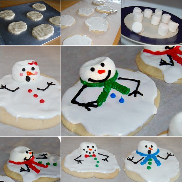 Melting Snowman Marshmallow Christmas Biscuit Cookies